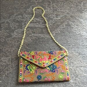 Embroidered Multicolor Clutch Bag